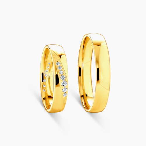 Obrączki ślubne: złote, półokrągłe, 4 mm